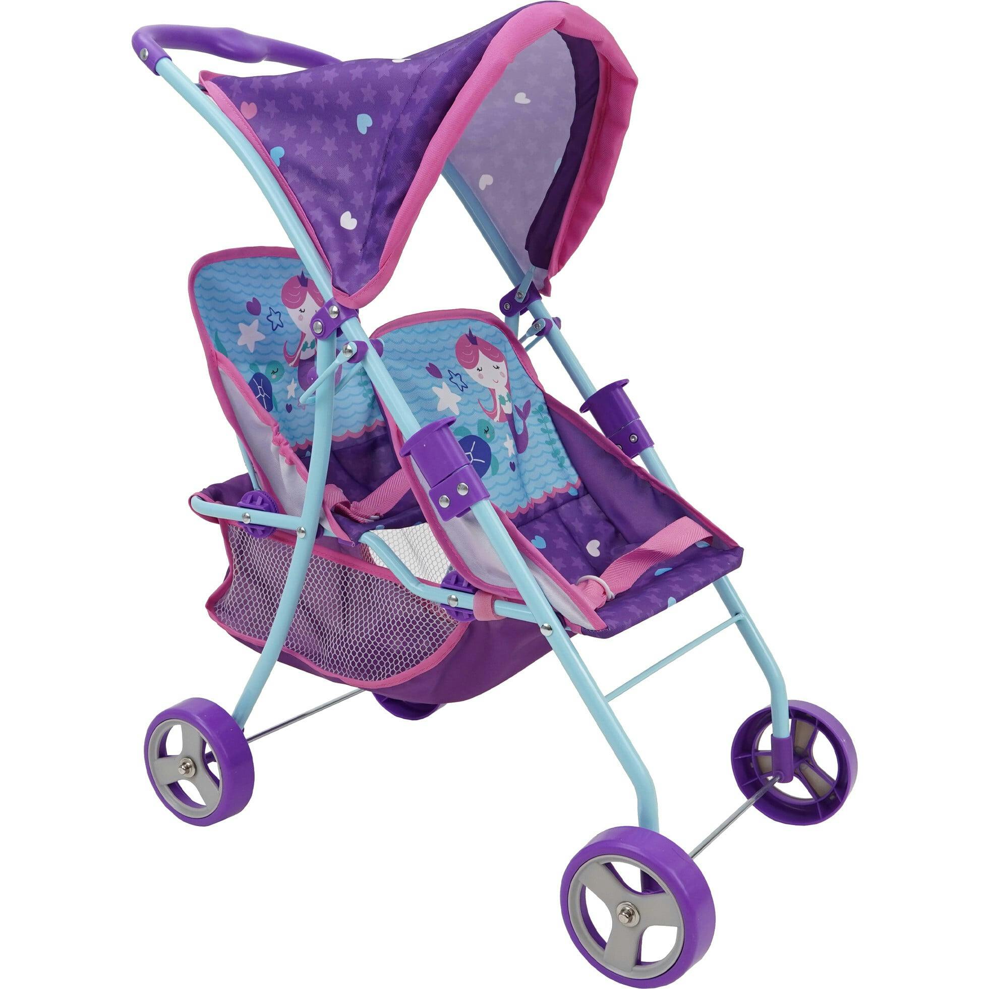 509 Mermaid Twin Doll Stroller - Purple & Teal