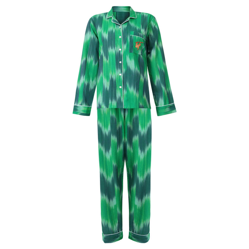 Green holiday pajama set - woman