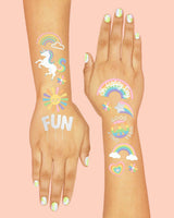 Rainbow Glitter Tattoos - 46 temporary tattoos