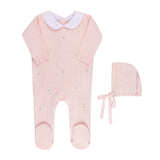 Girls Peter Pan Cable Knit Romper & Bonnet Pink