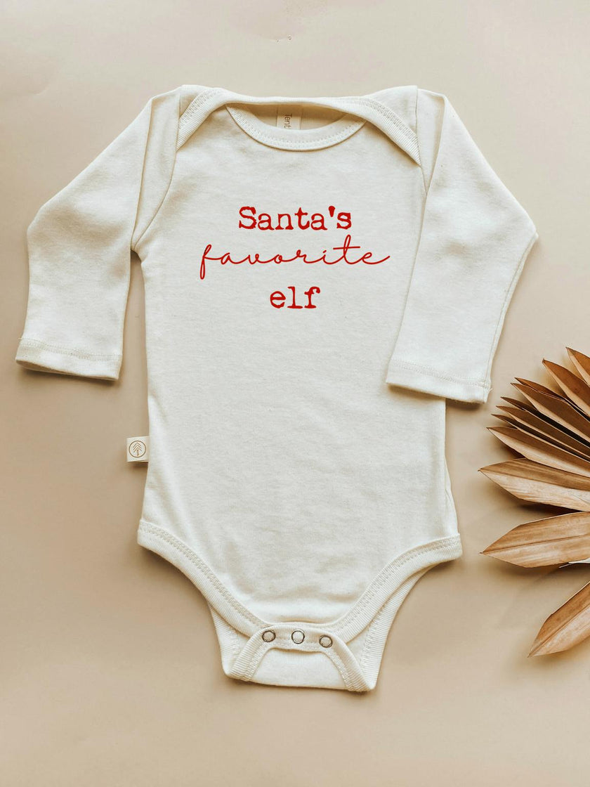 Santa's Favorite Elf Organic Baby Bodysuit Long Sleeve