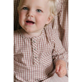 Thistle Gingham Long Sleeve One-Piece, Pink