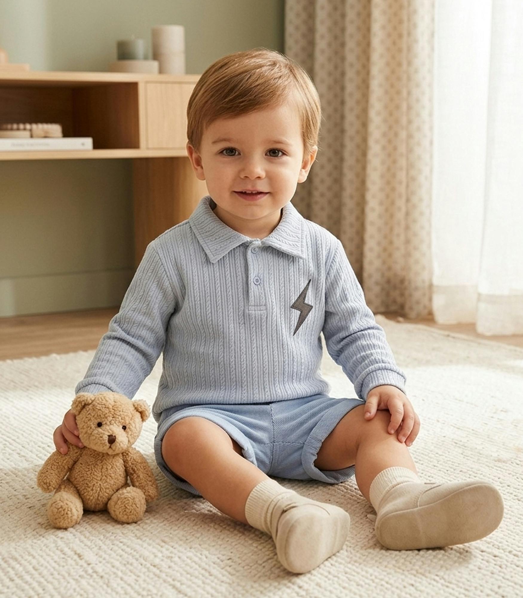 Brandan Baby Boy Polo Sweater, Blue Braid