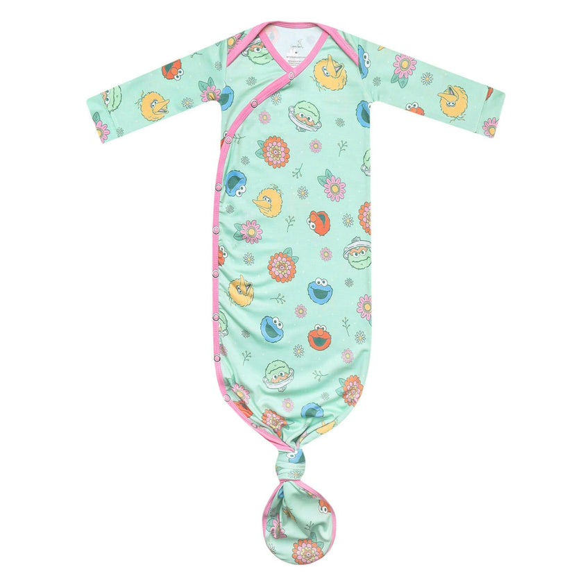Newborn Knotted Gown - Sesame Street Retro Floral