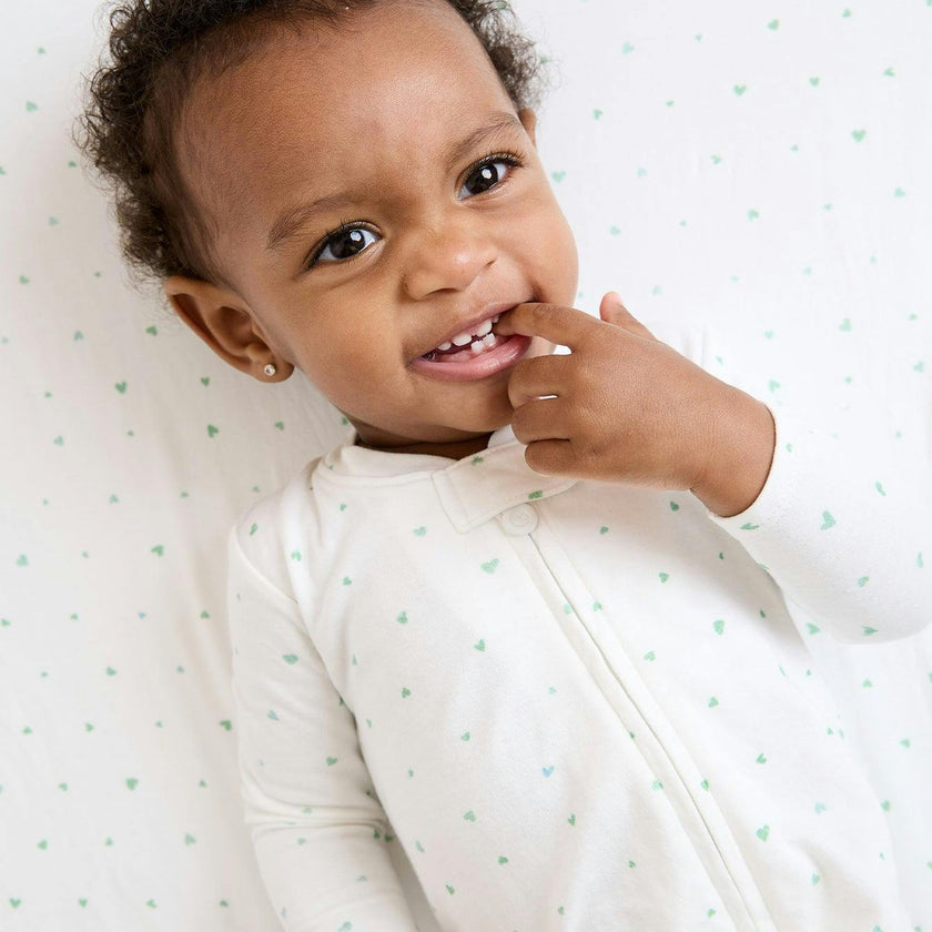 Marley Zip Pajama, Seafoam Hearts
