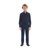 Navy Fleur De Lis Print Dress Shirt