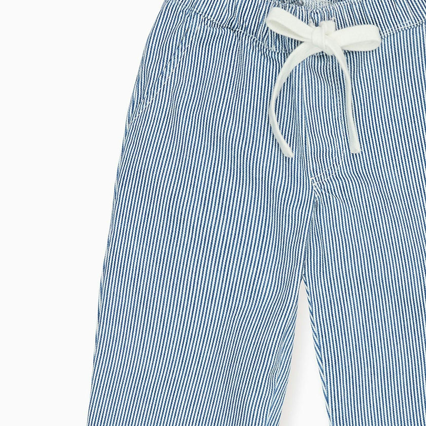 Blue Stripe Andreas Boy Cotton Trousers