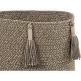 Woody 2-Shade Woven Round Basket With Tassels