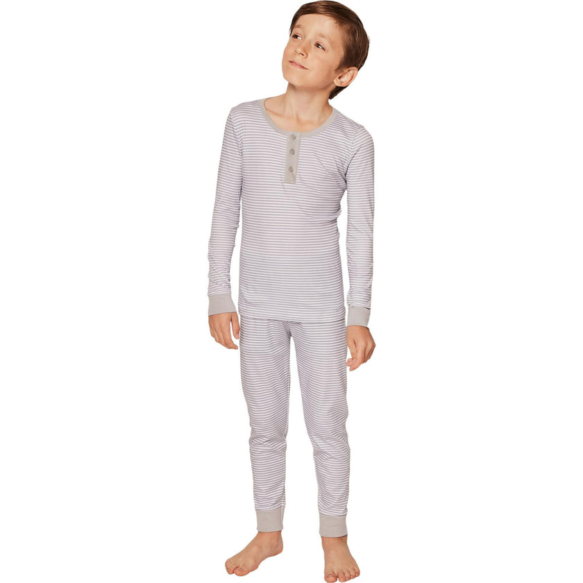 Kid's Pima Snug Fit Pajama Set in Pink Stripe