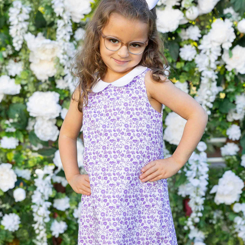Printed Pique Dress with Flowers