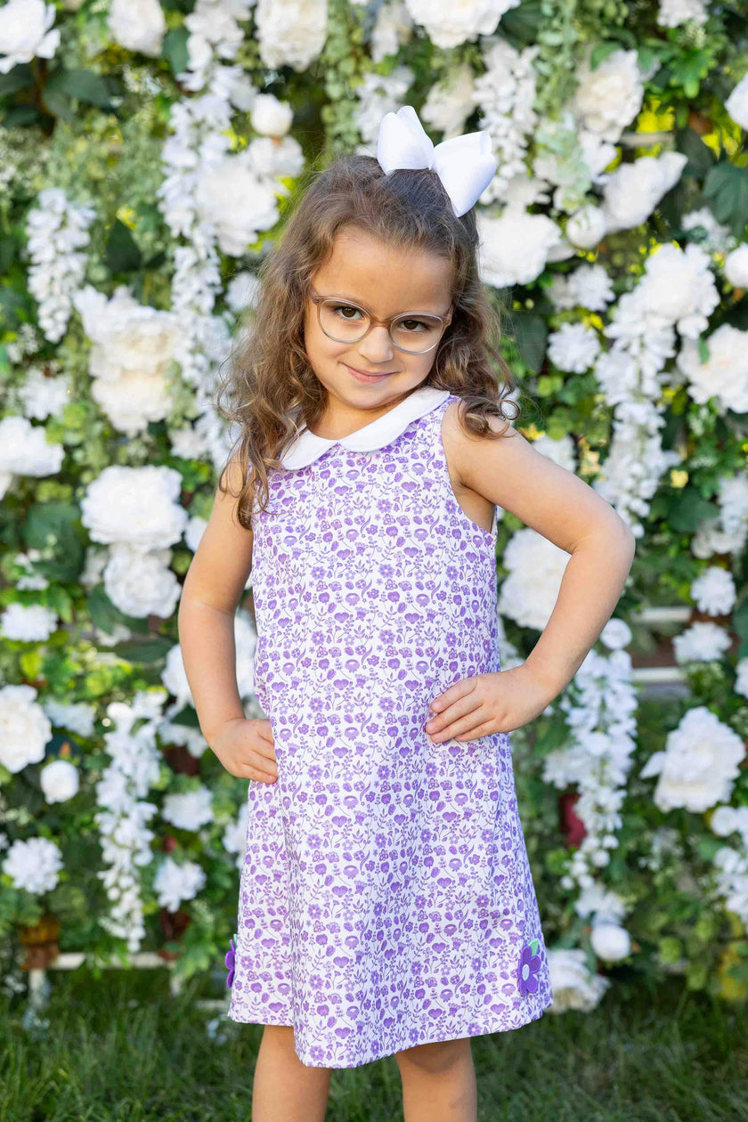 Printed Pique Dress with Flowers