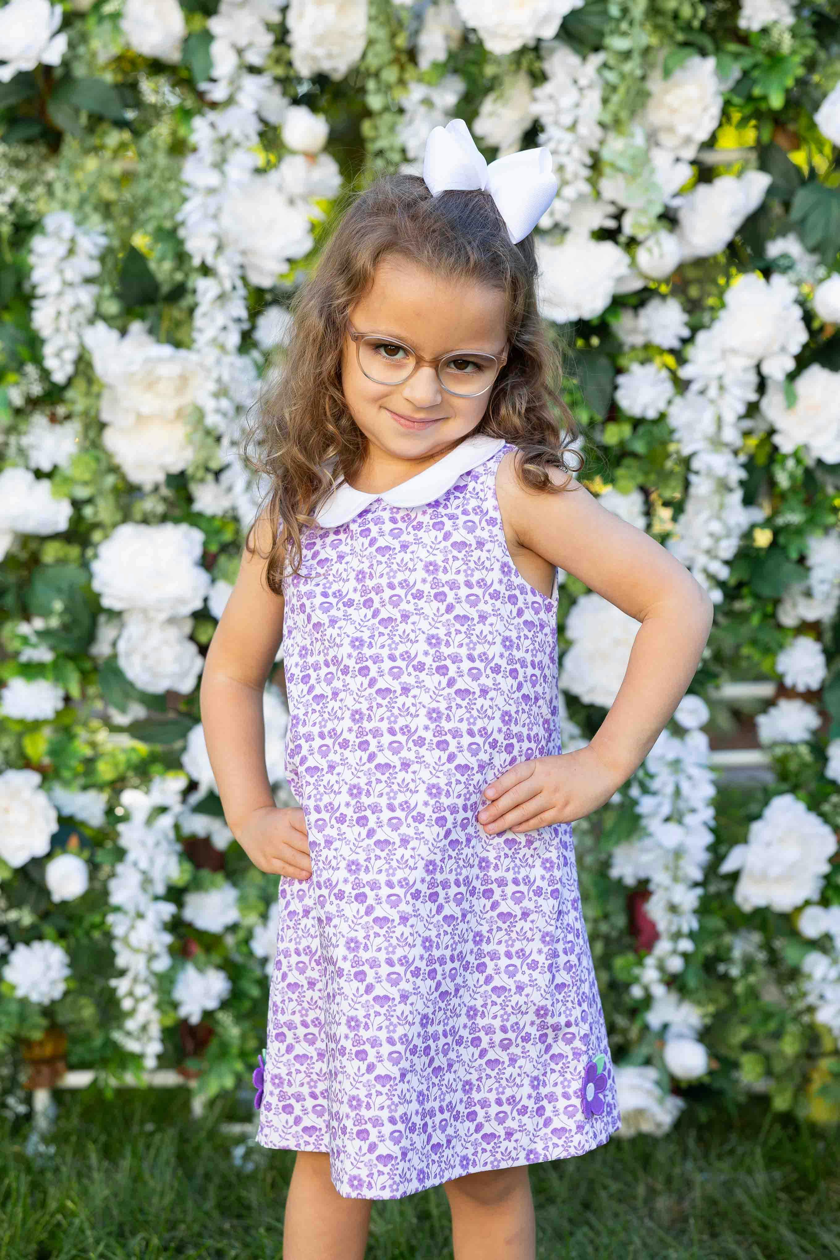 Printed Pique Dress with Flowers