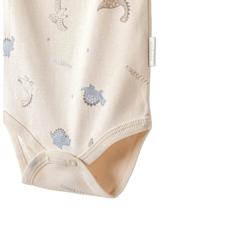 Beige and Blue Dino Bodysuits