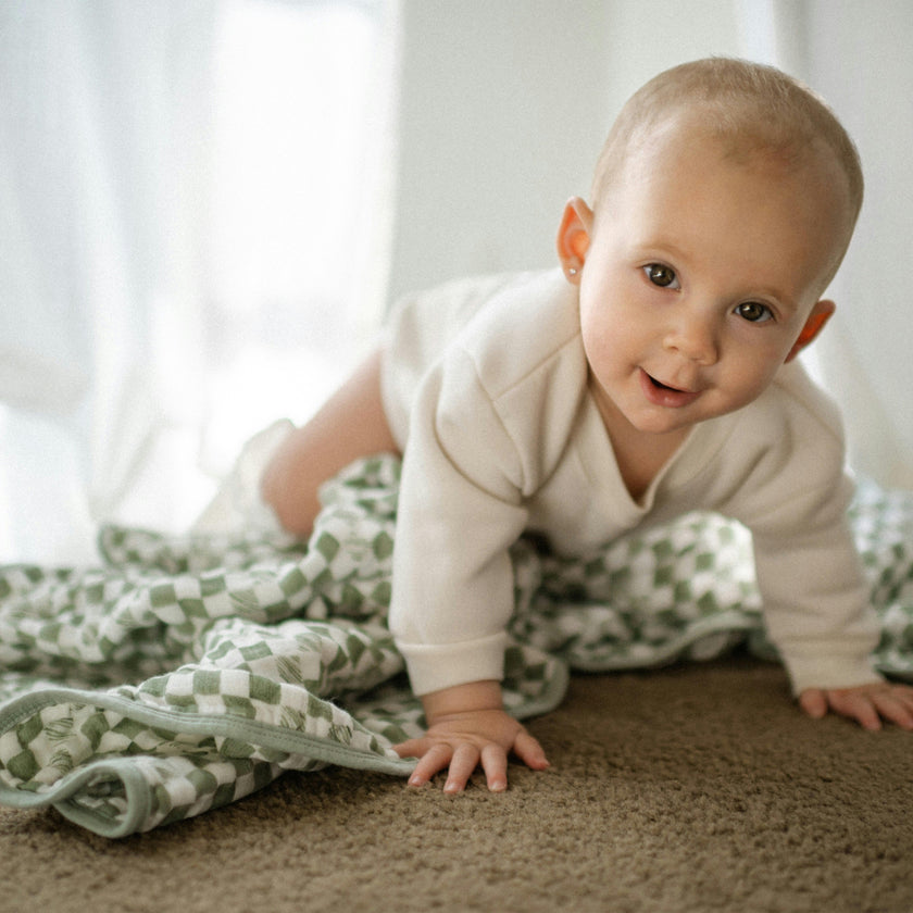 Organic Cotton Muslin Baby Quilt - Green Checker (Walmart)