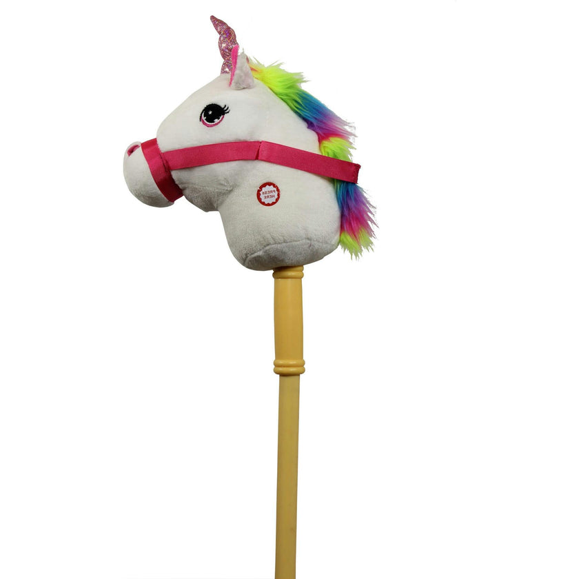 28" White Unicorn Plush Stick w/ Sounds