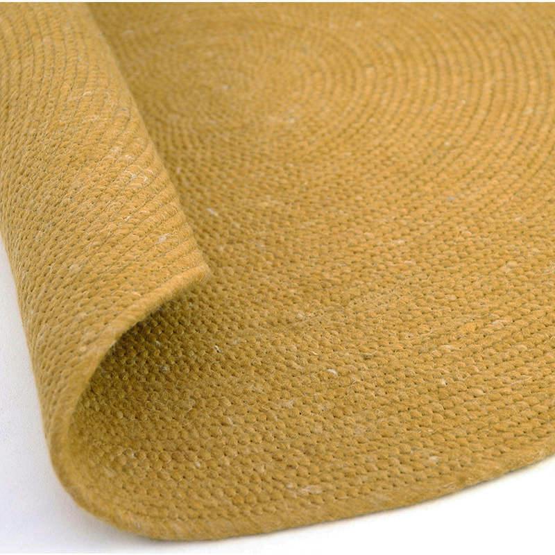 Neethu Hand-Crafted Felted Wool Round Rug, Yellow