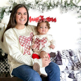 Christmas Plaid Bow Patch Women's Sweatshirt