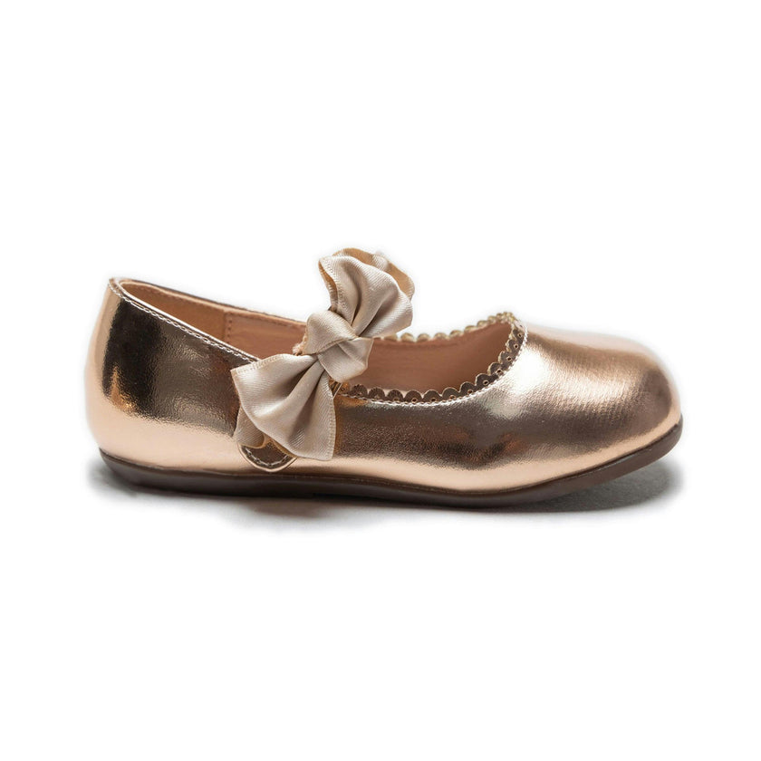 Champagne Satin Elodie Bow Flats