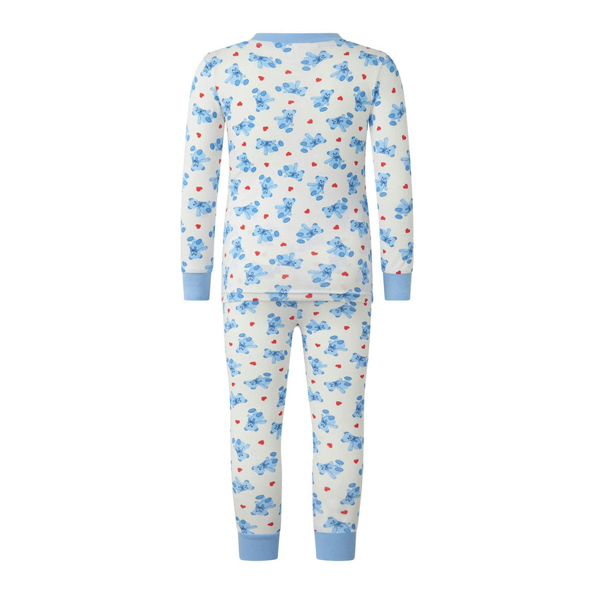 Hearts Print Long Sleeve Jersey Pajamas Set