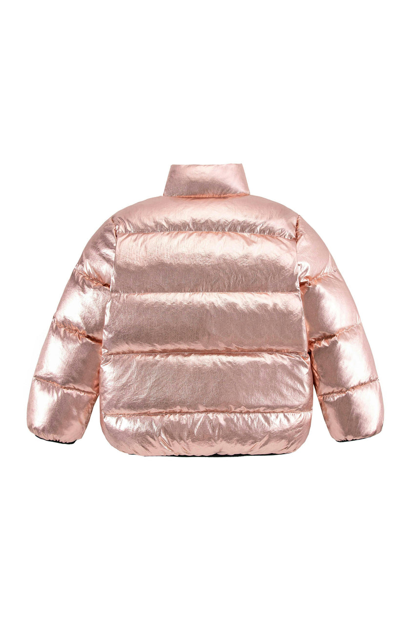 Fallon Metallic Puffer Jacket, Pink
