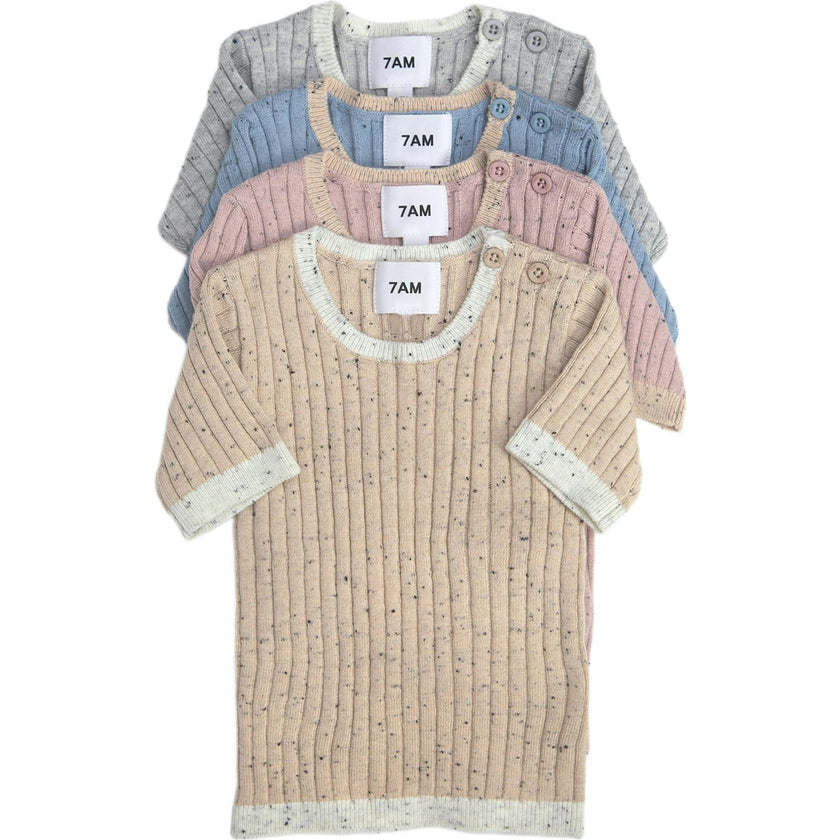 Ribbed Knit Short Sleeve Retro Top