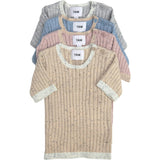 Ribbed Knit Short Sleeve Retro Top
