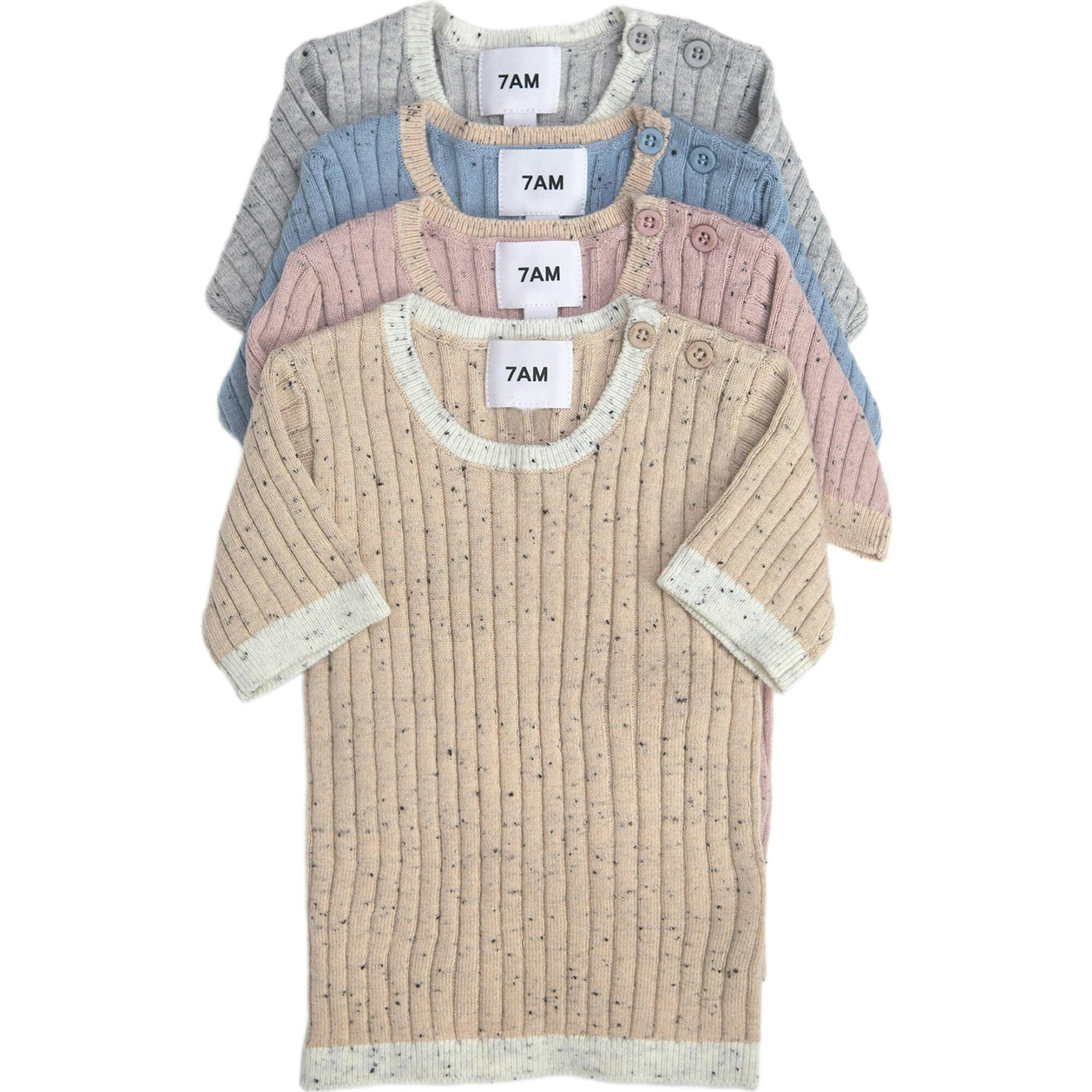 Ribbed Knit Short Sleeve Retro Top