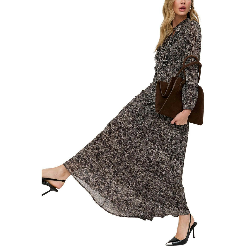 Margot Ruffle Neck Spot Print Maxi Dress