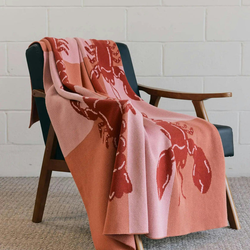 Lobster Tile Knit Blanket