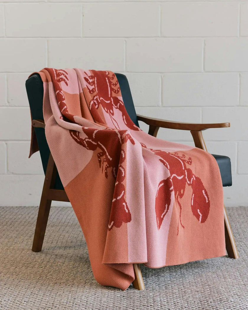 Lobster Tile Knit Blanket
