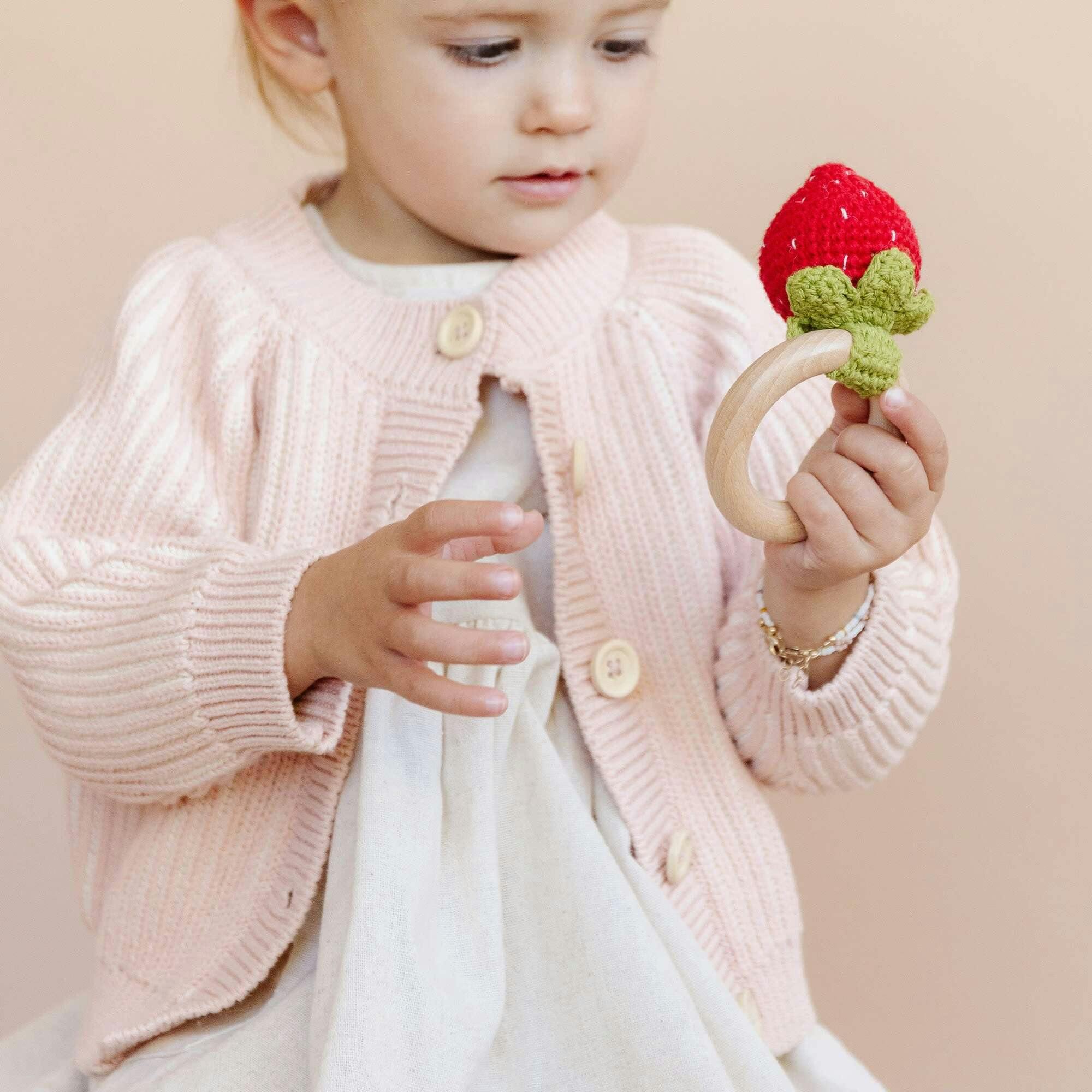 Swaddle Onesie and Teether Set - Strawberry