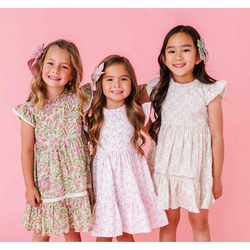 Blush Bows Ruffle Dress