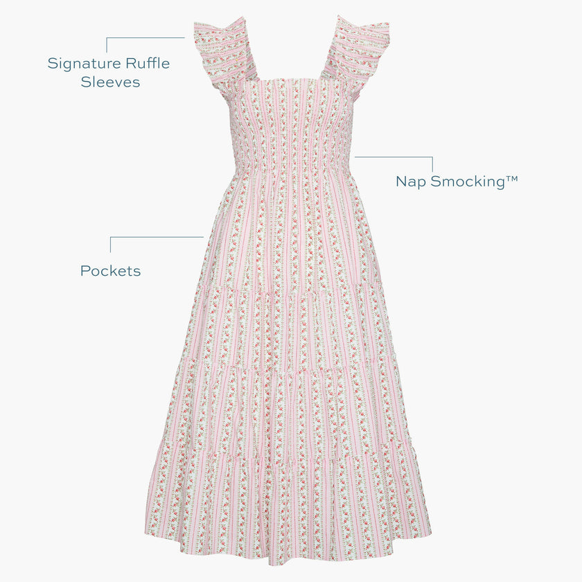 The Ellie Nap Dress - Pink Floral Dot Stripe