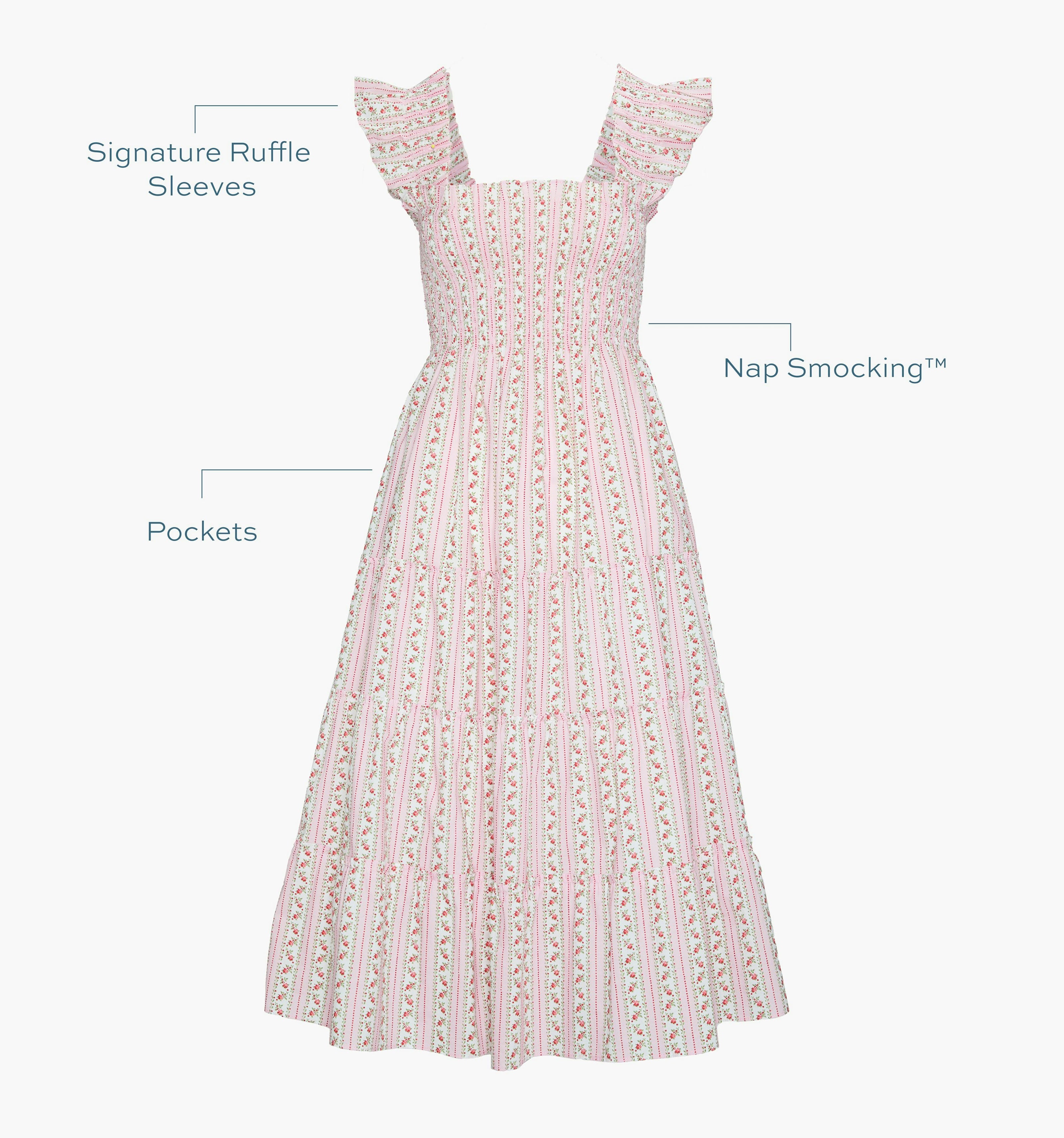 The Ellie Nap Dress - Pink Floral Dot Stripe