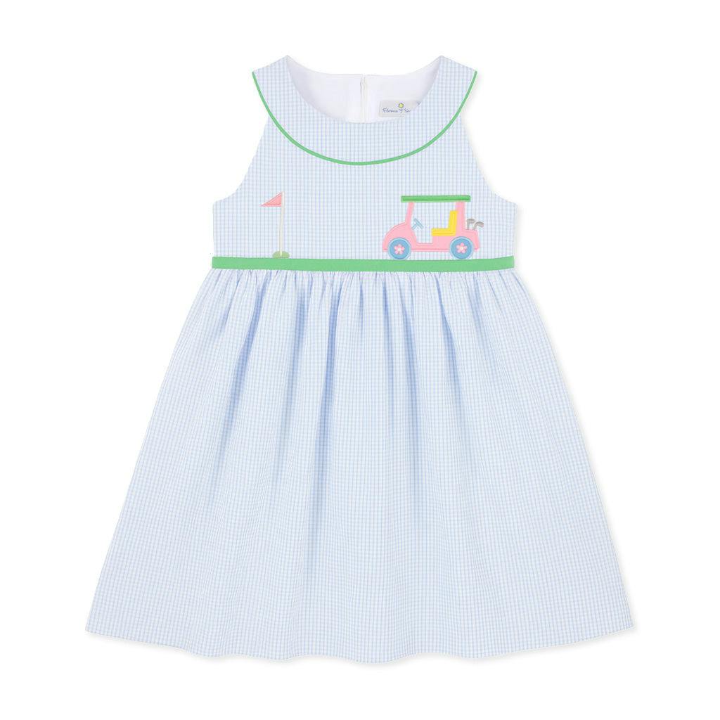 Check Seersucker Dress With Golf Cart