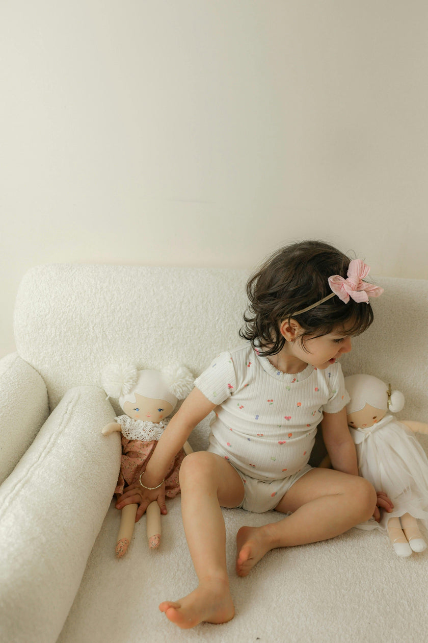 Fruit Print Pointelle Shorts Set