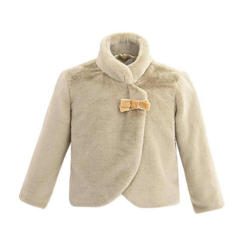 Beige Plush Asymmetrical Coat