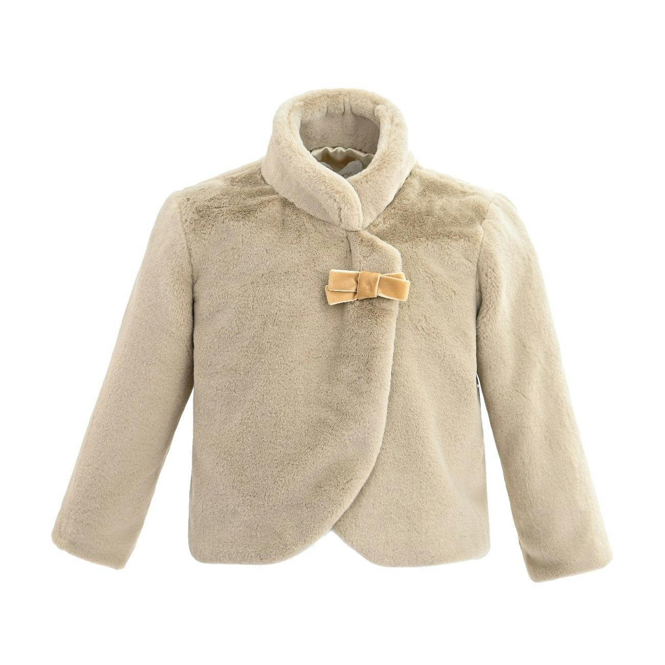 Beige Plush Asymmetrical Coat