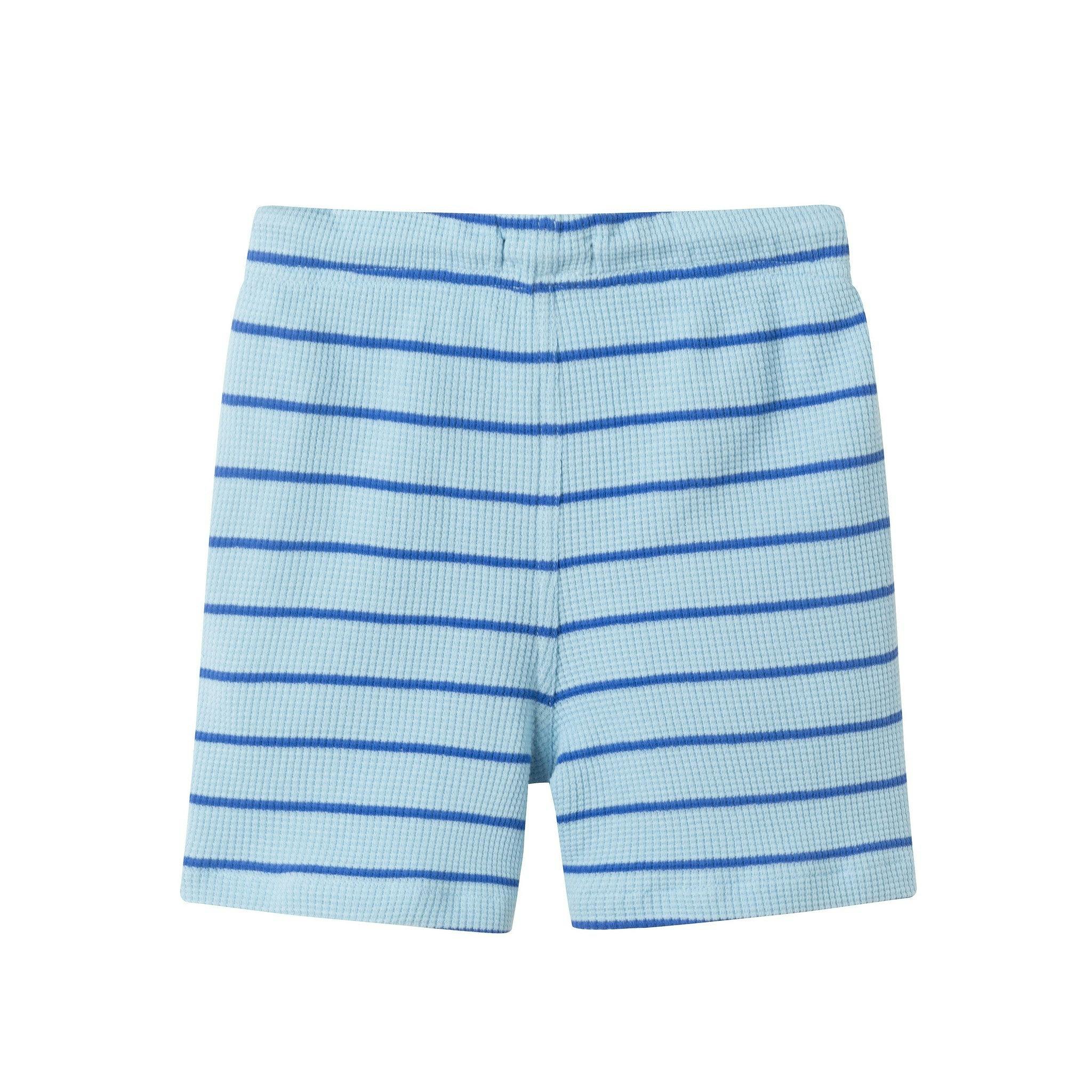 Boys Striped Waffle Polo Set | Blue Shark