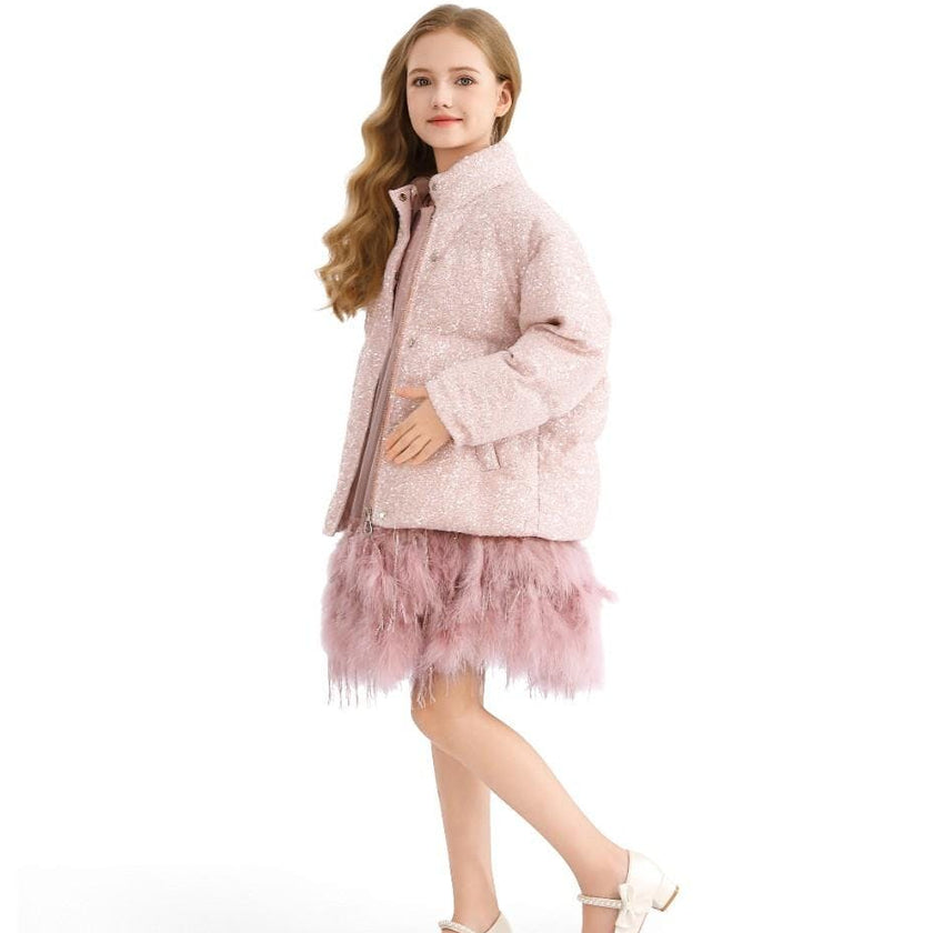 Pink Glitter Puffer Jacket