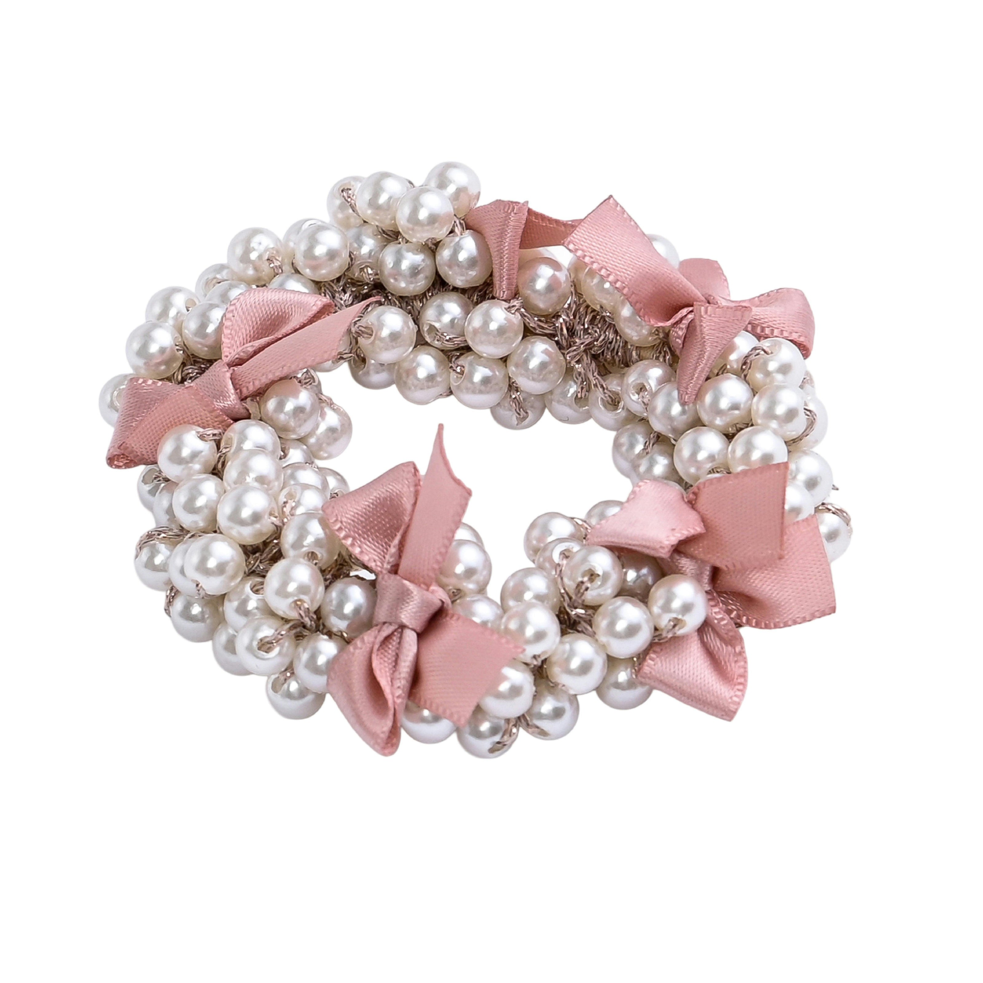 Beaded Bow Scrunchie Set