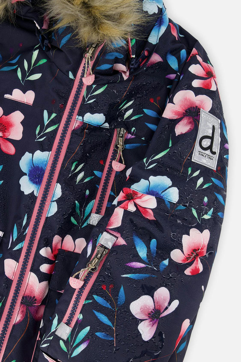 Two Piece Play Snowsuit Blue Floral Print