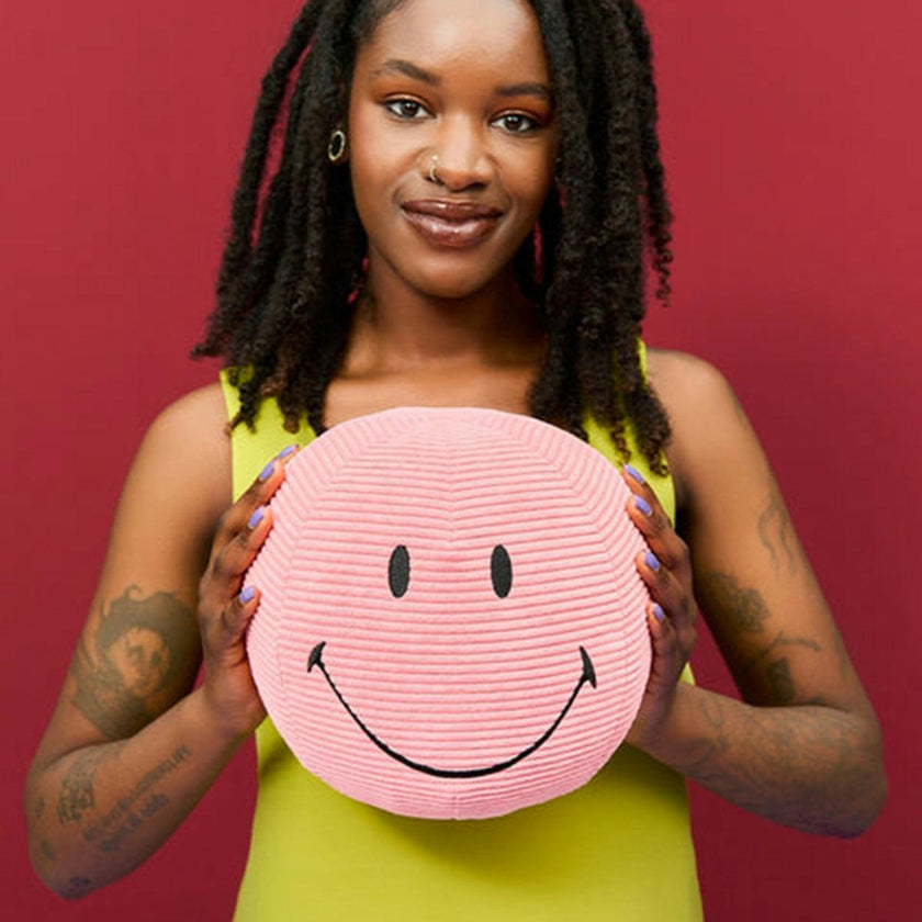 Plush Smiley Corduroy Bubblegum Pink 9"