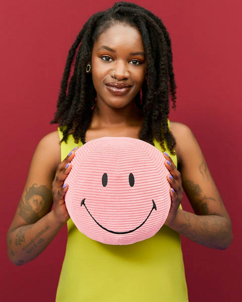 Plush Smiley Corduroy Bubblegum Pink 9"