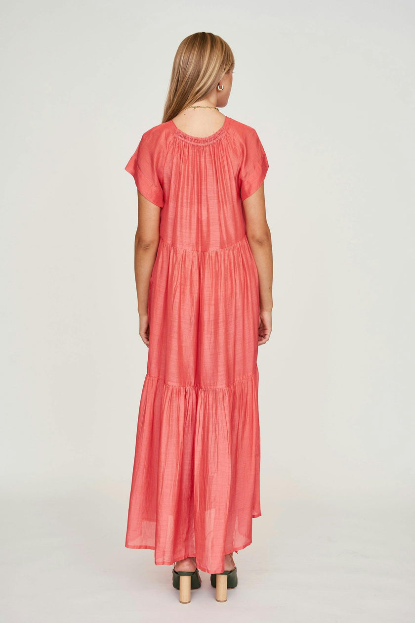 Vienna Maxi Dress in Coral