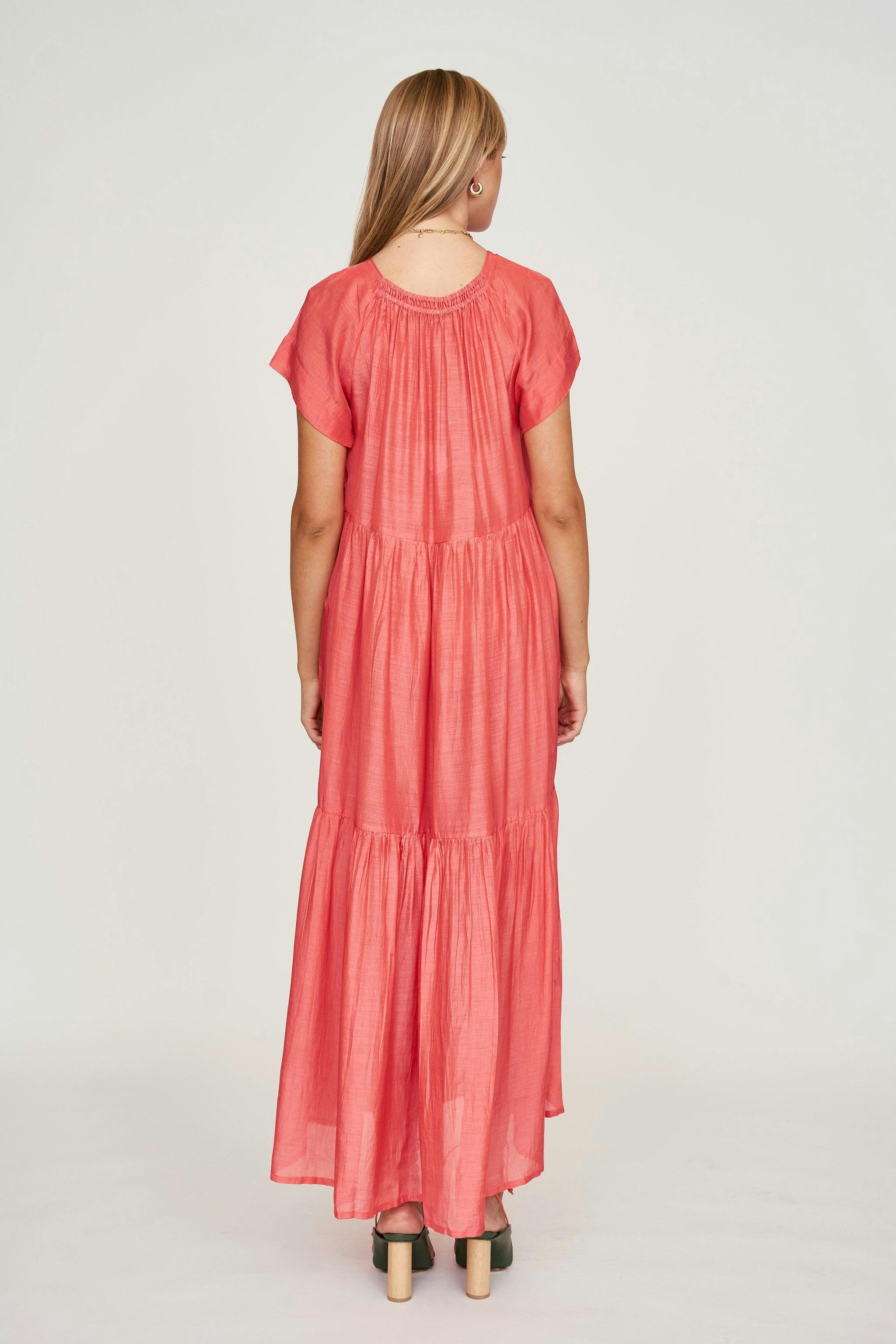 Vienna Maxi Dress in Coral