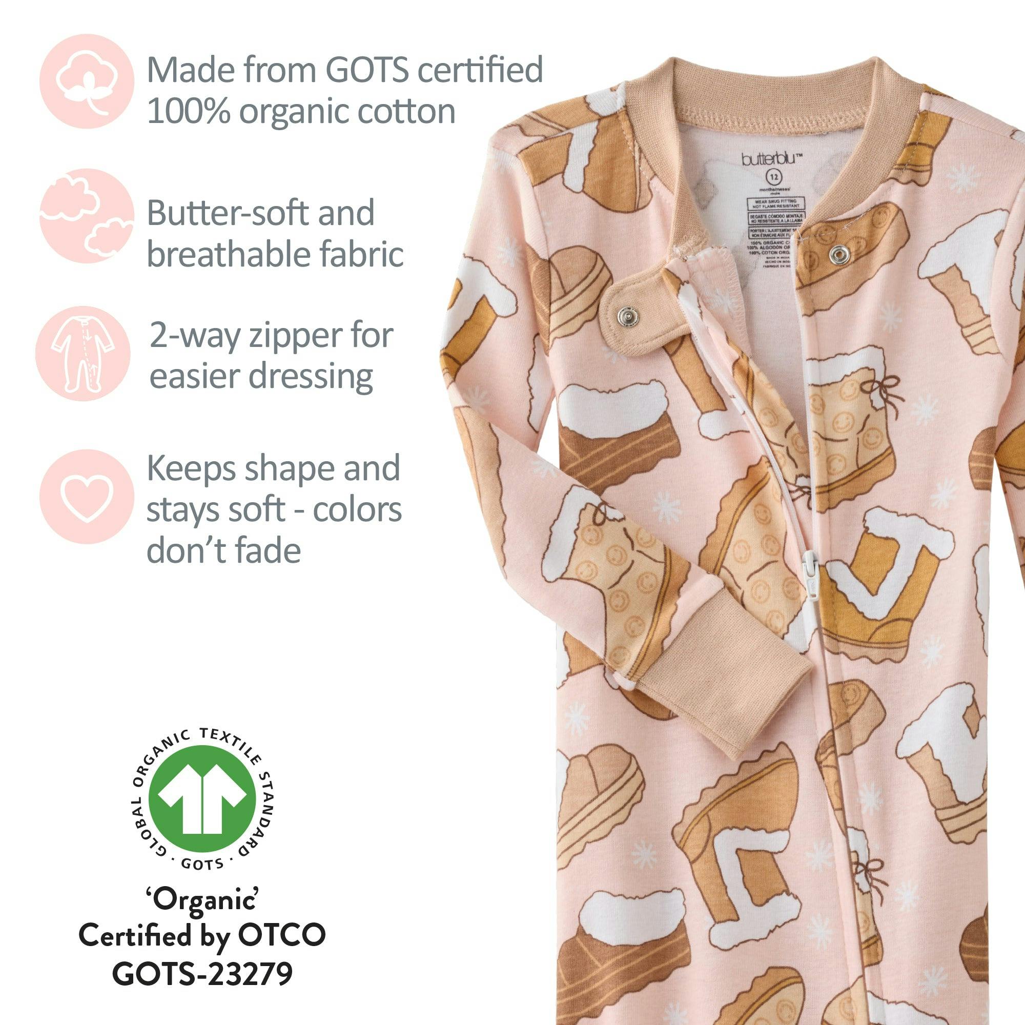 CRUZ Snug Fit Footed Baby Girls Pajamas