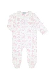 Pink Lone Star Toile Print Crossover Footie