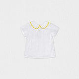 Betina Baby Blouse Short Sleeve, White Flower Embroidery