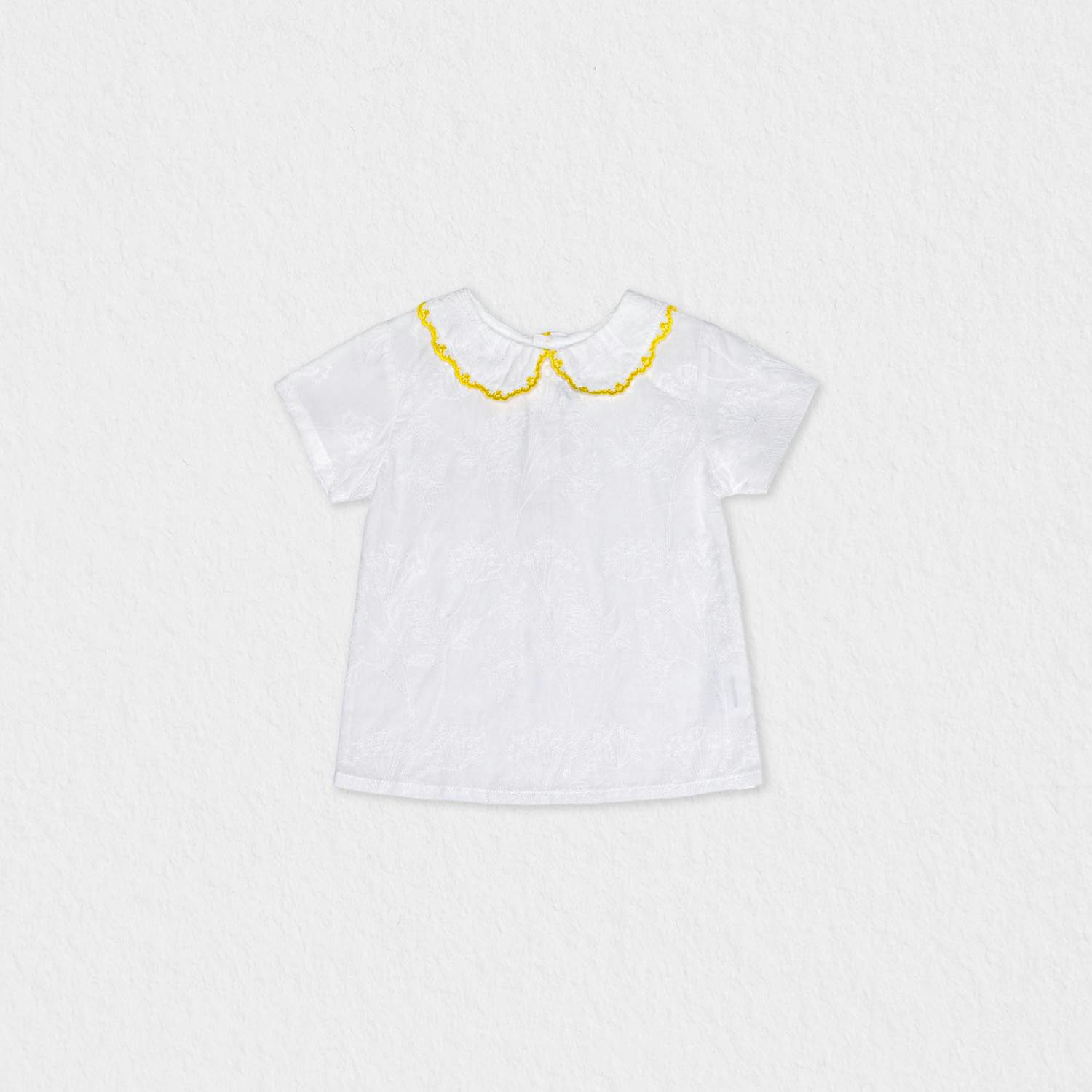 Betina Baby Blouse Short Sleeve, White Flower Embroidery